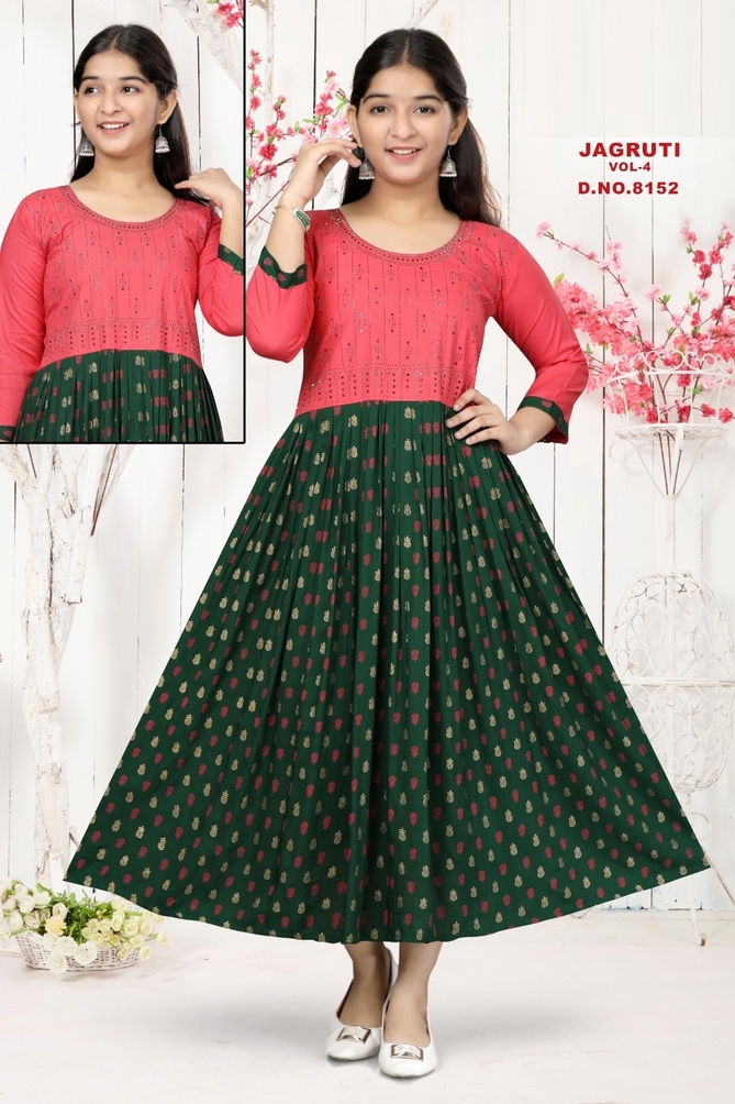 Jagruti Vol 4 Long Anarkali Kids Wear Catalog